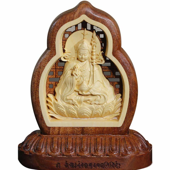 Buddha Stones Guru Rinpocze Budda Padmasambhavan Serenity Drewno Grawerowane Statua Figurka Dekoracja