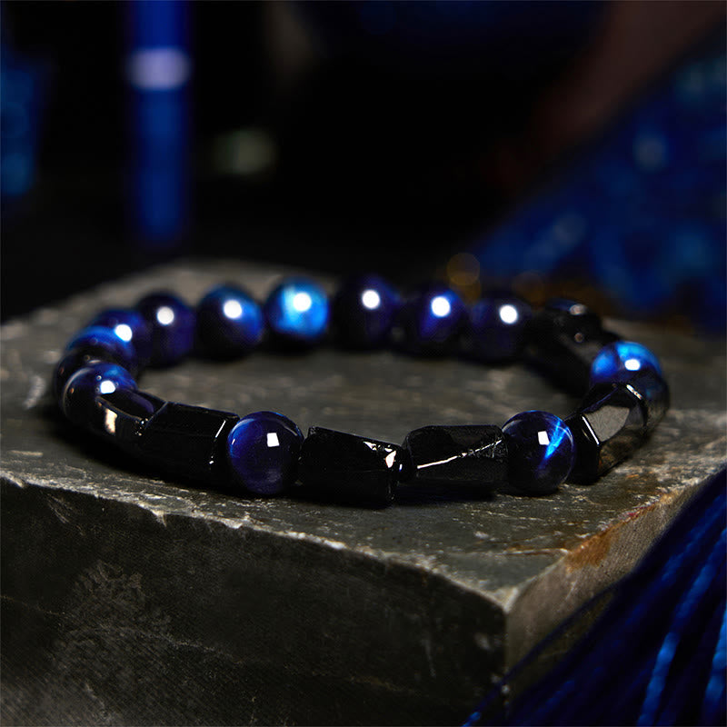 Bransoletka Buddha Stones Blue Tiger Eye Black Tourmaline Strength