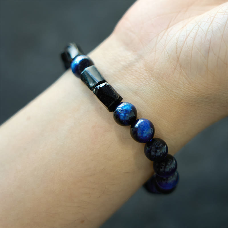 Bransoletka Buddha Stones Blue Tiger Eye Black Tourmaline Strength