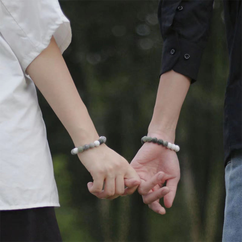 Bransoletka z Buddha Stones , białego turkusu, jaspisu Picasso i zielonego kalcytu, błogosławieństwo