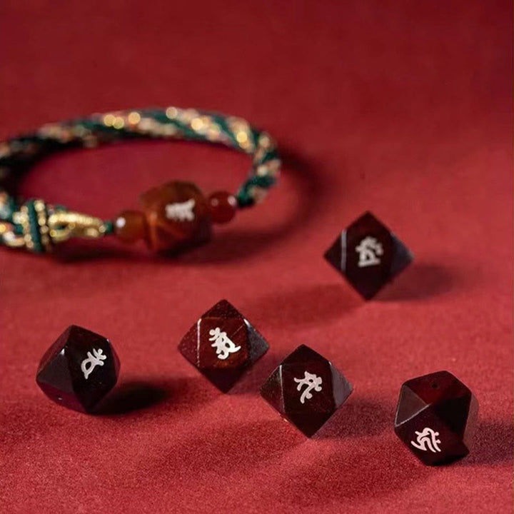 Buddha Stones Chiński Zodiak Natal Budda Mały Liść Czerwony Sandałowiec Czerwony Sznurek Ochronny Bransoletka