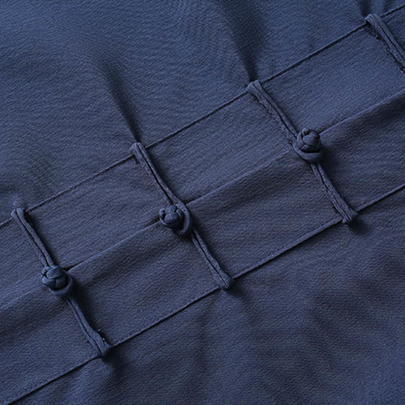 Buddha Stones 2-częściowy Tang Suit Tradycyjny Żabkowy Guzik Męski Długi Rękaw Koszula Spodnie Odzież Zestaw - image 3