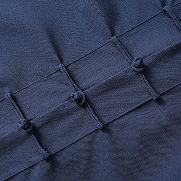 Buddha Stones 2-częściowy Tang Suit Tradycyjny Żabkowy Guzik Męski Długi Rękaw Koszula Spodnie Odzież Zestaw - image 3