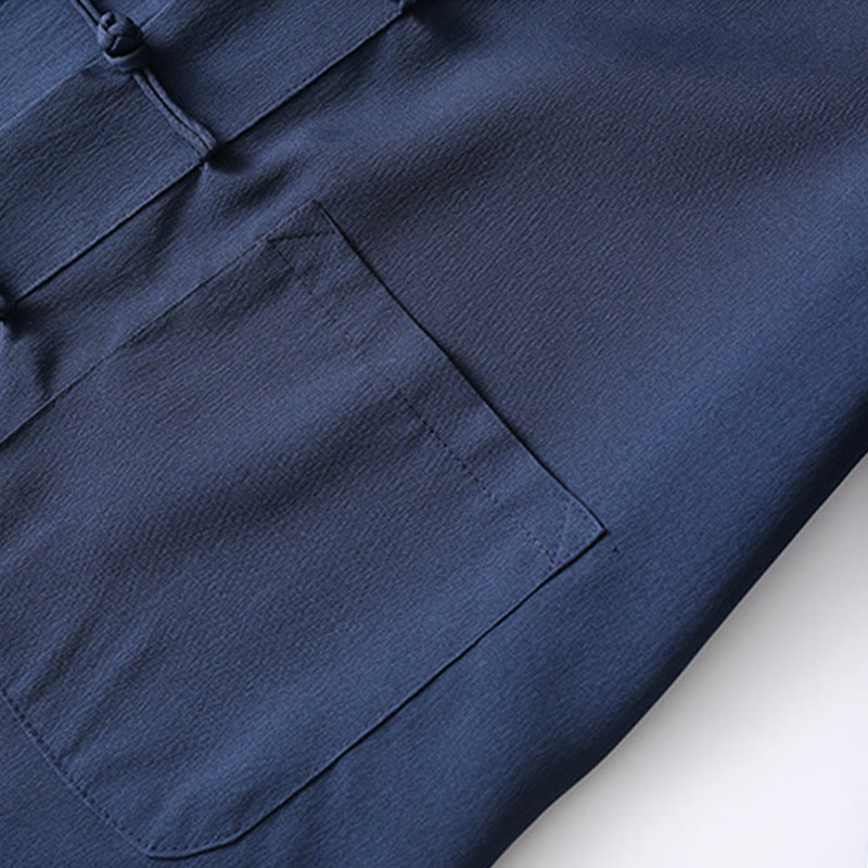 Buddha Stones 2-częściowy Tang Suit Tradycyjny Żabkowy Guzik Męski Długi Rękaw Koszula Spodnie Odzież Zestaw - image 5