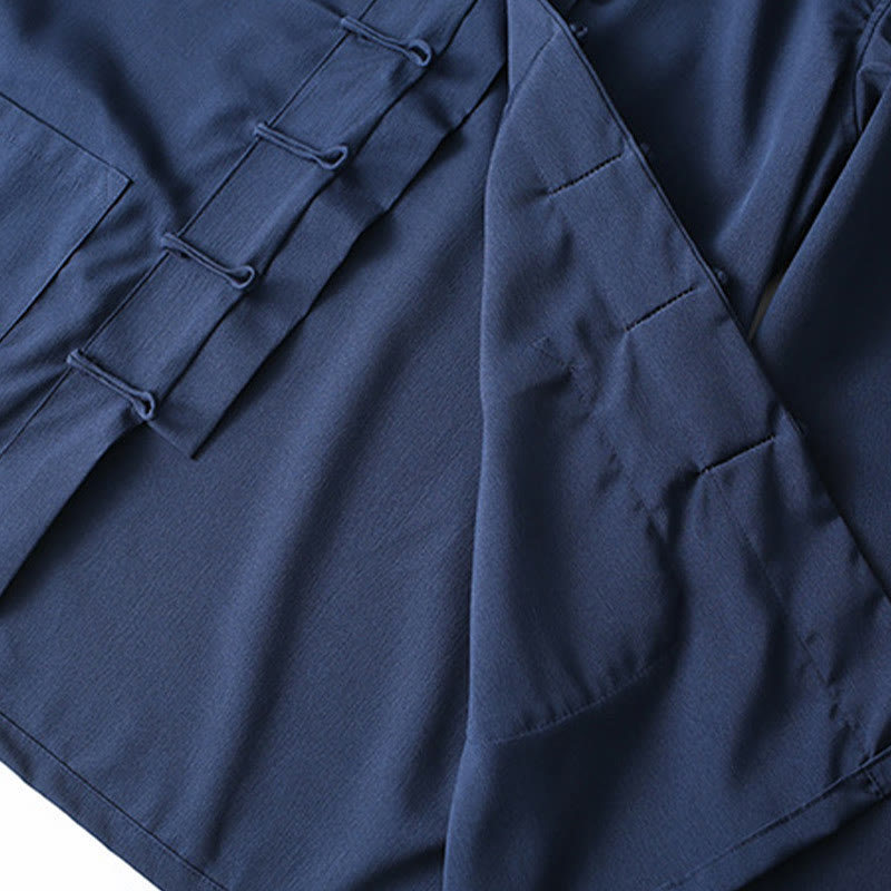 Buddha Stones 2-częściowy Tang Suit Tradycyjny Żabkowy Guzik Męski Długi Rękaw Koszula Spodnie Odzież Zestaw - image 4