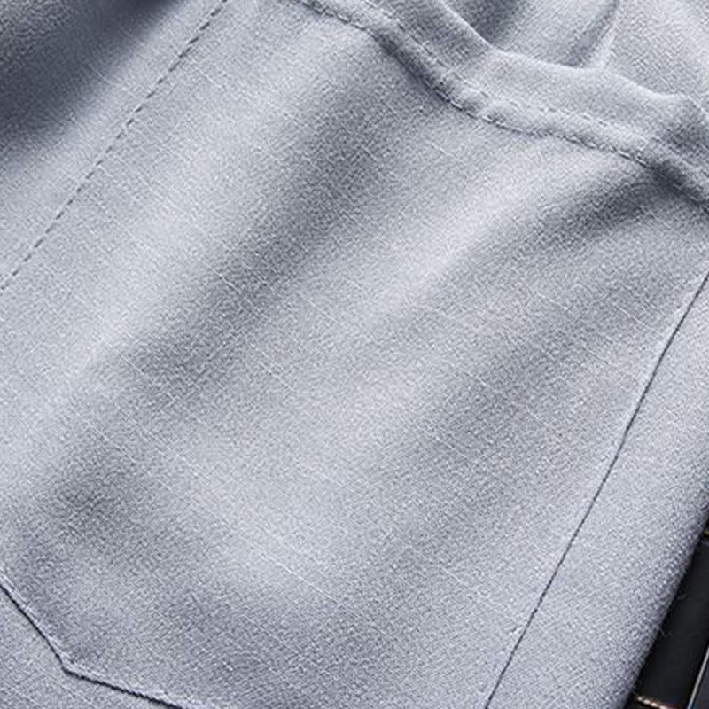 Buddha Stones 2-częściowy Tang Suit Jednolity Kolor Żaba-Guzik Męska Koszula Z Długim Rękawem Spodnie Zestaw - image 11