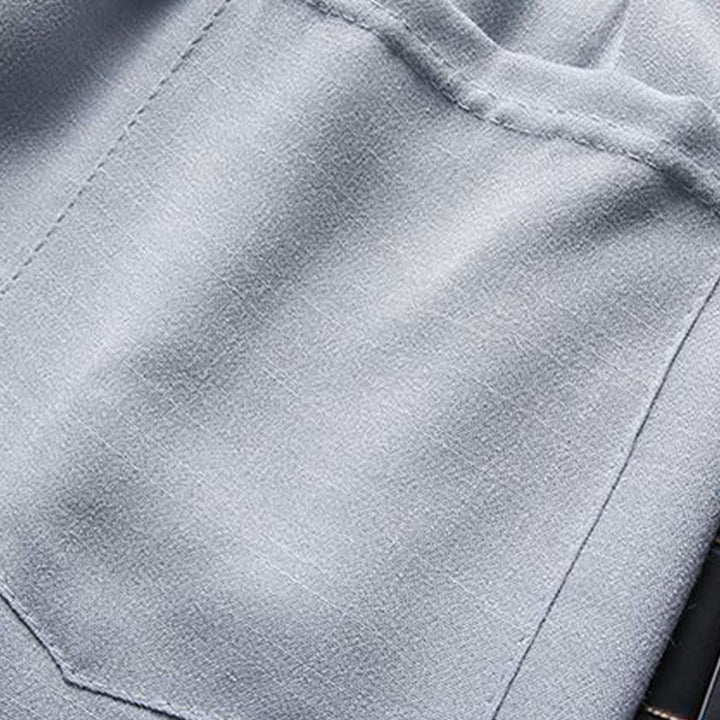 Buddha Stones 2-częściowy Tang Suit Jednolity Kolor Żaba-Guzik Męska Koszula Z Długim Rękawem Spodnie Zestaw - image 11