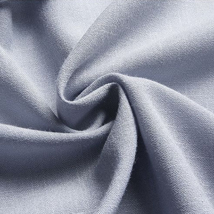 Buddha Stones 2-częściowy Tang Suit Jednolity Kolor Żaba-Guzik Męska Koszula Z Długim Rękawem Spodnie Zestaw - image 14