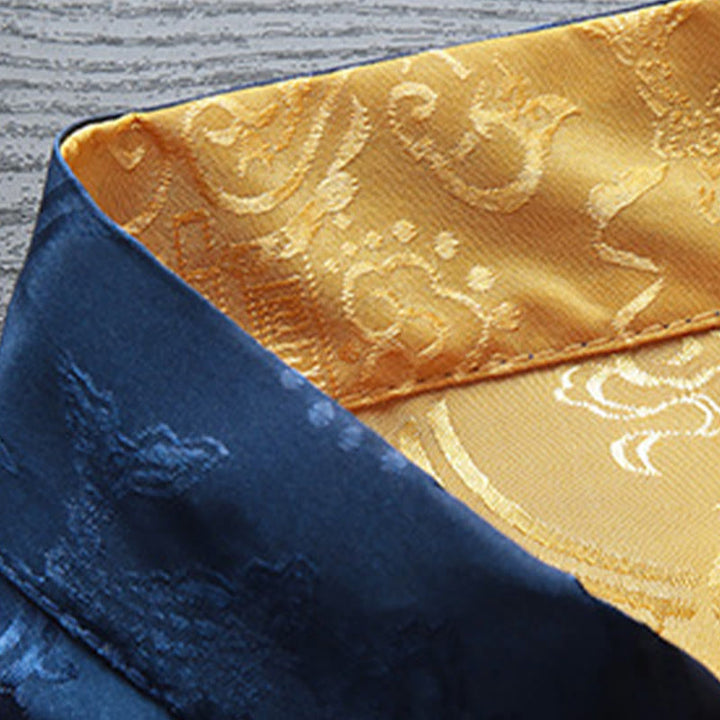 Buddha Stones 2 szt. męski garnitur Tang z wzorem ryby Koi, żabą i guzikami, długi rękaw, spodnie, zestaw - image 9