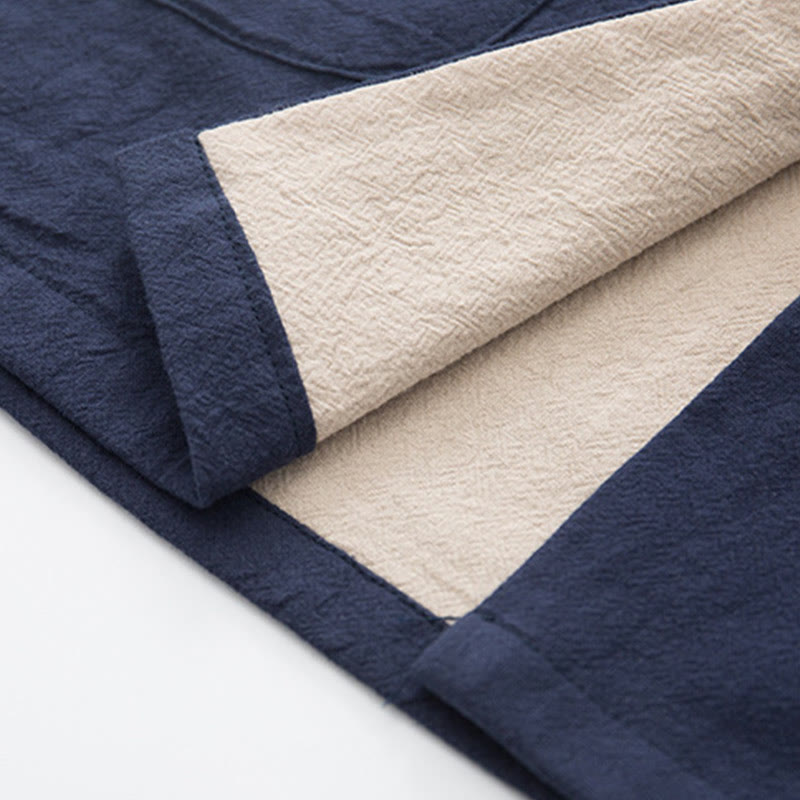 Buddha Stones 2-częściowy Zen Tang Suit męski lniany zestaw koszul z długim rękawem i spodniami z żabą - image 30