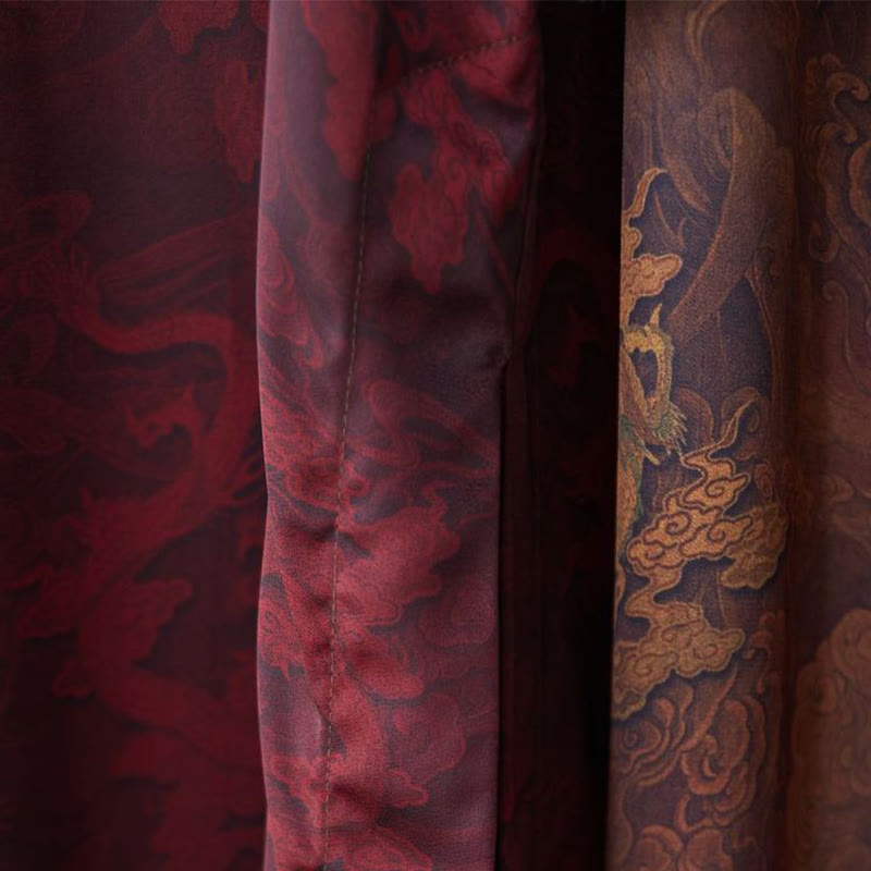 Buddha Stones Vintage Chiński Żaba-Guzik Tang Garnitur Męski Smok Bawełniany Robe