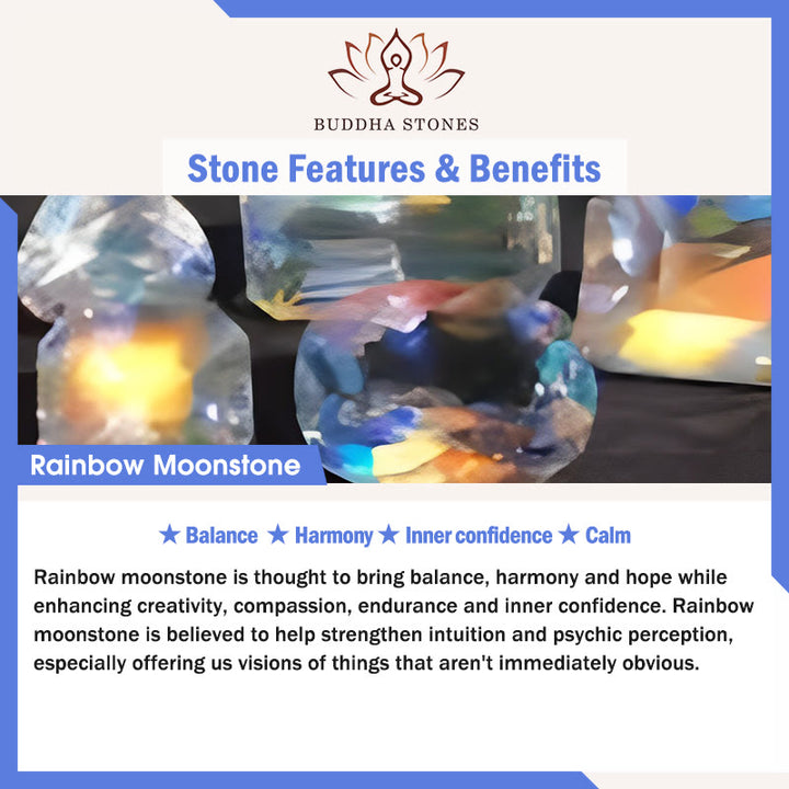 Bransoletka Harmonia z Buddha Stones Tęczowym Kamieniami Księżycowymi