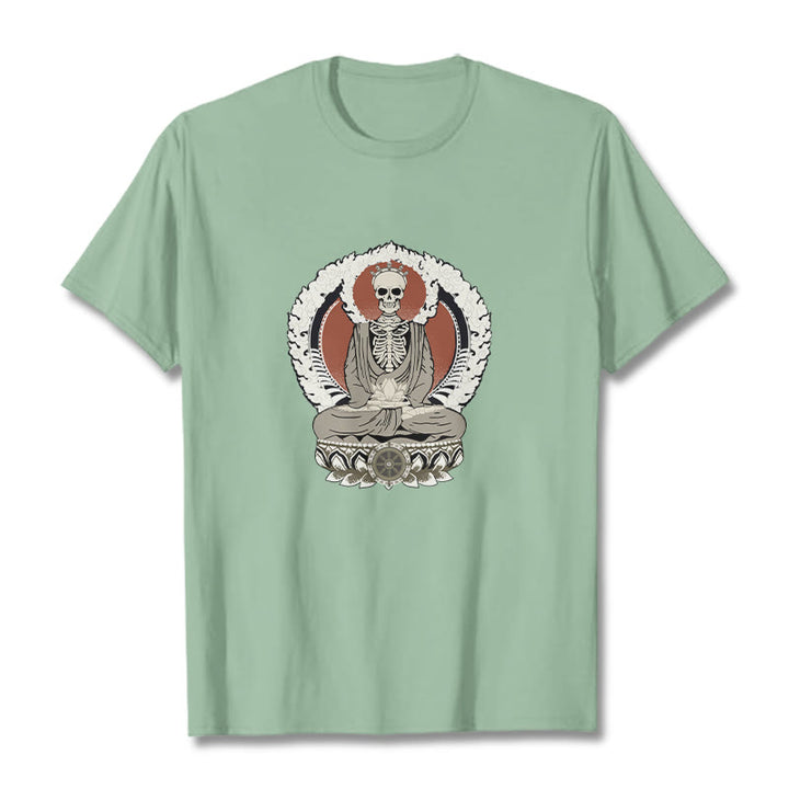 Koszulka z nadrukiem szkieletu z Buddha Stones - PaleGreen - 2XL - image 15