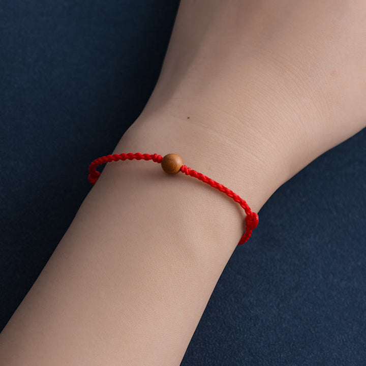 Buddha Stones Naturalne Koraliki Z Drewna Brzoskwiniowego Odpędzające Złe Duchy Bransoletka Pleciona