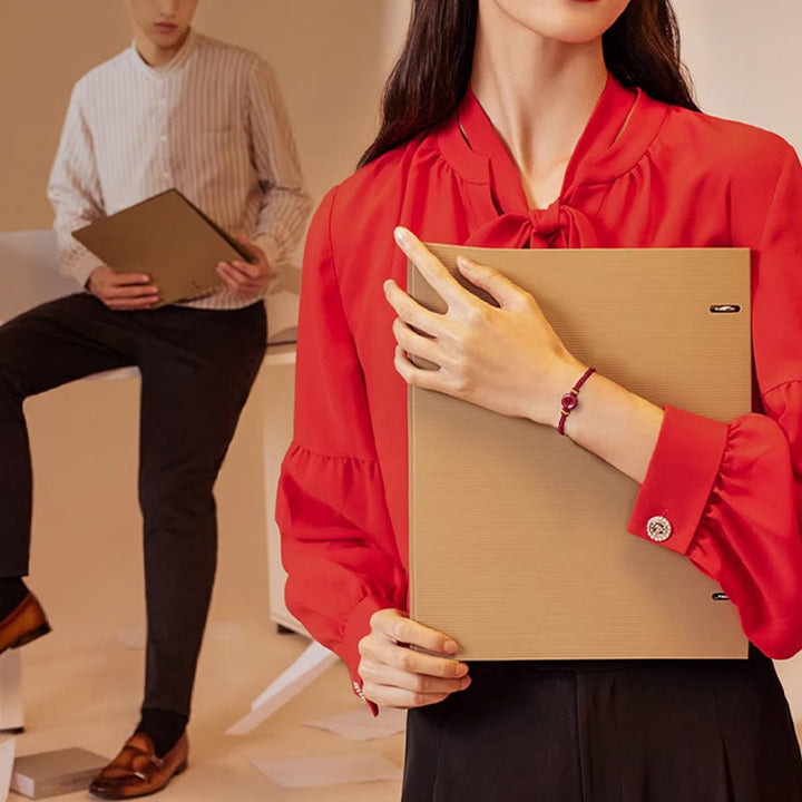 Buddha Stones Ręcznie Robione Cynober Okrągły Pokój Klamra Koncentracja Bransoletka Pleciona