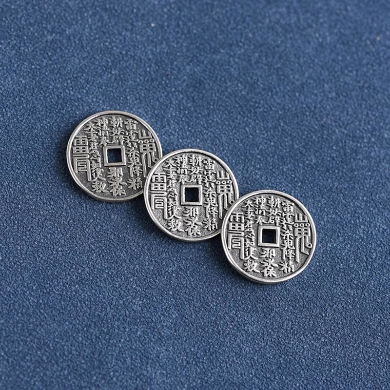 Buddha Stones 925 Srebro Sterling Ochrona Monety Pleciona Bransoletka Anklet