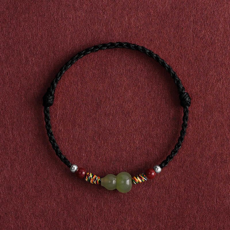 Buddha Stones Naturalny Hetian Jade Gourd Ochrona Szczęścia Bransoletka Pleciona Bransoletka na Nogę