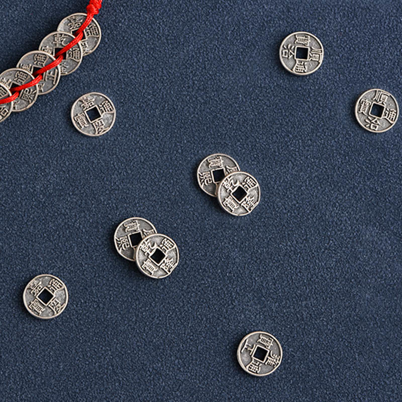 Buddha Stones 925 Srebro Pięć Monet Cesarskich Czerwony Sznurek Ochrona Szczęścia Bransoletka Pleciona Bransoletka na Nogę