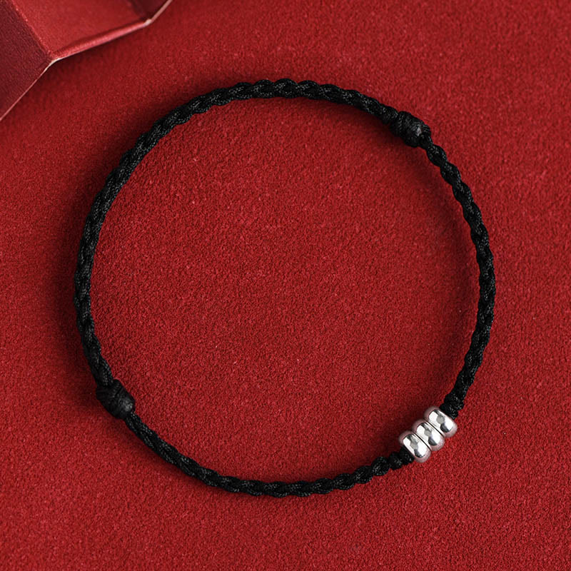 Buddha Stones 925 Srebrne Koraliki Ochrona Szczęścia Bransoletka Pleciona Bransoletka na Nogę