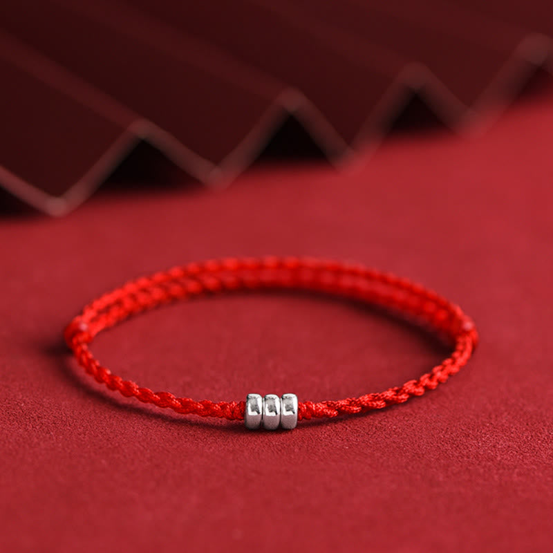 Buddha Stones 925 Srebrne Koraliki Ochrona Szczęścia Bransoletka Pleciona Bransoletka na Nogę