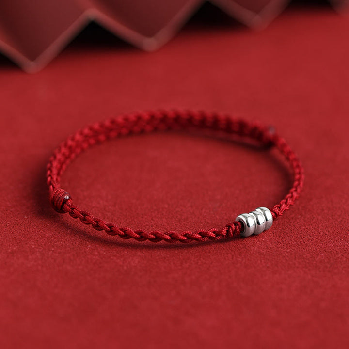 Buddha Stones 925 Srebrne Koraliki Ochrona Szczęścia Bransoletka Pleciona Bransoletka na Nogę