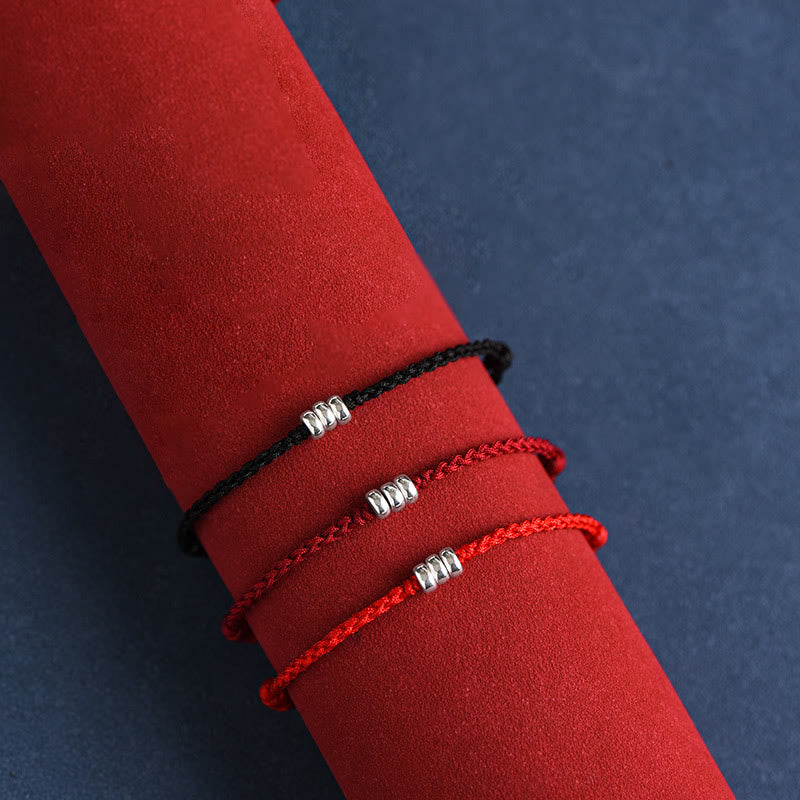 Buddha Stones 925 Srebrne Koraliki Ochrona Szczęścia Bransoletka Pleciona Bransoletka na Nogę