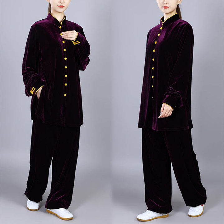 Buddha Stones 2 szt. Jesień Zima Tai Chi Medytacja Qigong Zen Praktyka Unisex Welur Pluszowy Zestaw Ubrań - image 18