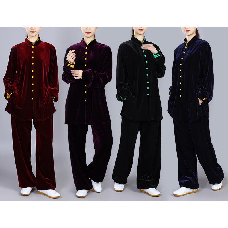 Buddha Stones 2 szt. Jesień Zima Tai Chi Medytacja Qigong Zen Praktyka Unisex Welur Pluszowy Zestaw Ubrań - image 22