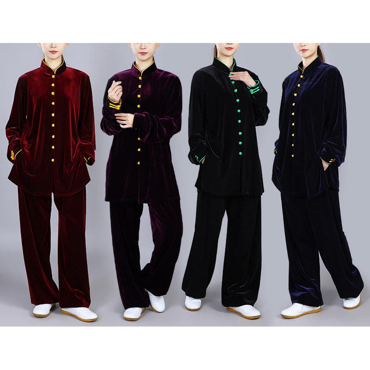 Buddha Stones 2 szt. Jesień Zima Tai Chi Medytacja Qigong Zen Praktyka Unisex Welur Pluszowy Zestaw Ubrań - image 22