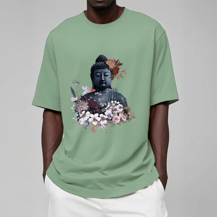 Buddha Stones Kolorowe Kwiaty Wokół Buddy Wzór Koszulka T-shirt - image 16