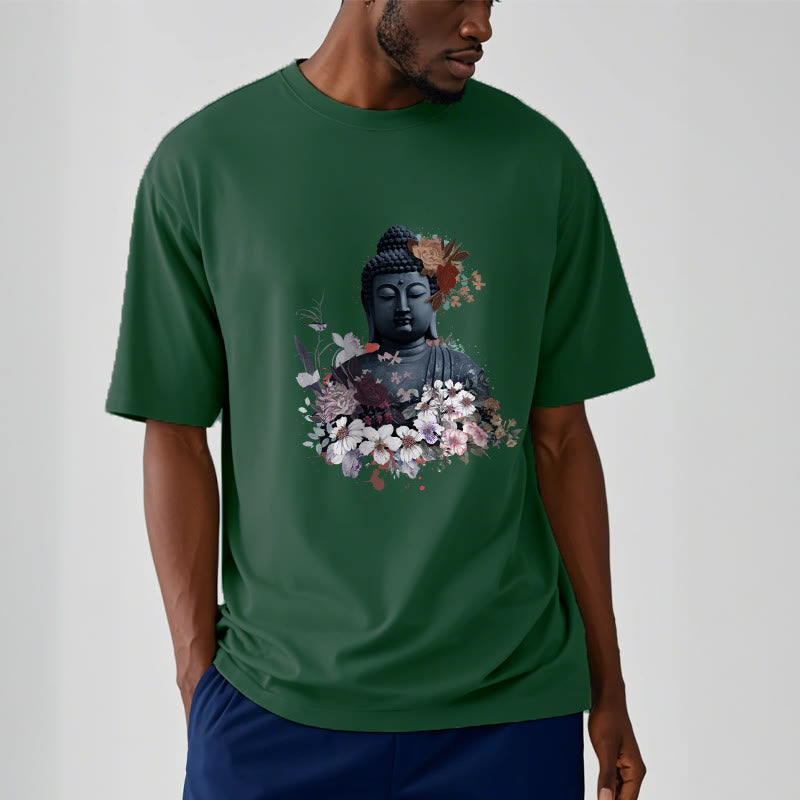 Buddha Stones Kolorowe Kwiaty Wokół Buddy Wzór Koszulka T-shirt - image 12