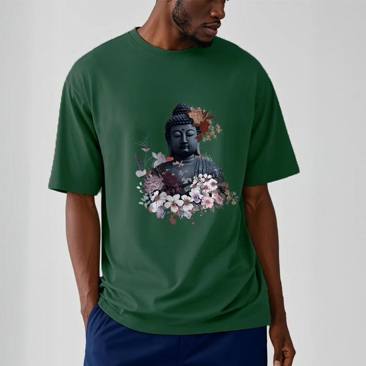 Buddha Stones Kolorowe Kwiaty Wokół Buddy Wzór Koszulka T-shirt - image 12
