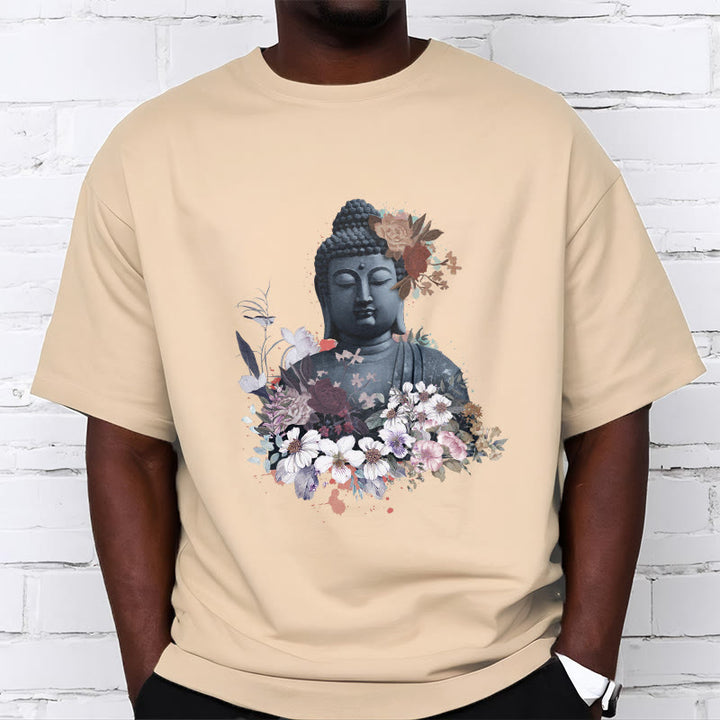 Buddha Stones Kolorowe Kwiaty Wokół Buddy Wzór Koszulka T-shirt - image 10