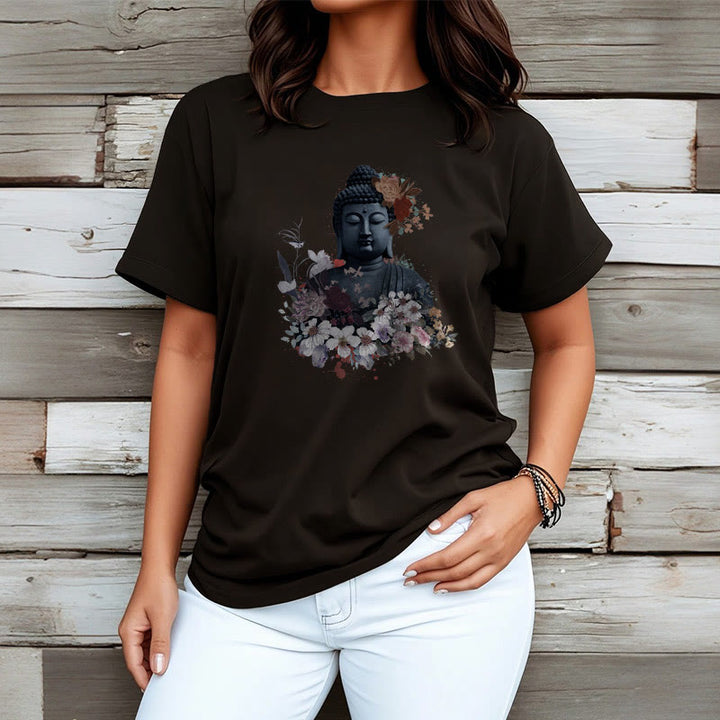 Buddha Stones Kolorowe Kwiaty Wokół Buddy Wzór Koszulka T-shirt - image 8