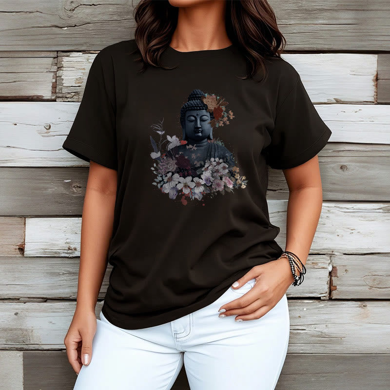 Buddha Stones Kolorowe Kwiaty Wokół Buddy Wzór Koszulka T-shirt - image 8