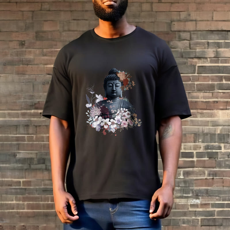 Buddha Stones Kolorowe Kwiaty Wokół Buddy Wzór Koszulka T-shirt - image 6