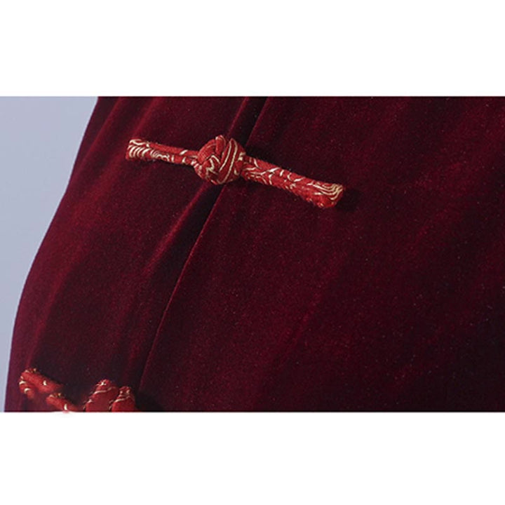 Buddha Stones 2 szt. Jesień Zima Tai Chi Qigong Pomyślne Chmury Stojący Kołnierz Żaba-Guzik Unisex Welur Medytacja Odzież Zestaw - image 6