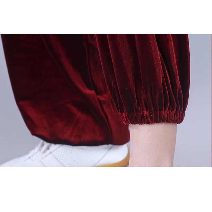 Buddha Stones 2 szt. Jesień Zima Tai Chi Qigong Pomyślne Chmury Stojący Kołnierz Żaba-Guzik Unisex Welur Medytacja Odzież Zestaw - image 9