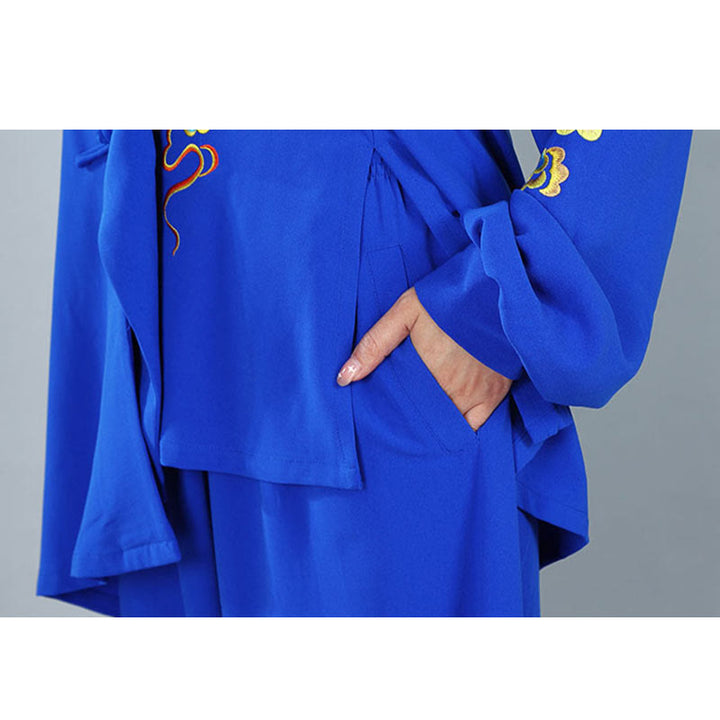 Buddha Stones 2 szt. Jesień Kolorowe Pomyślne Chmury Tai Chi Medytacja Qigong Zen Praktyka Unisex Zestaw Ubrań Bawełnianych