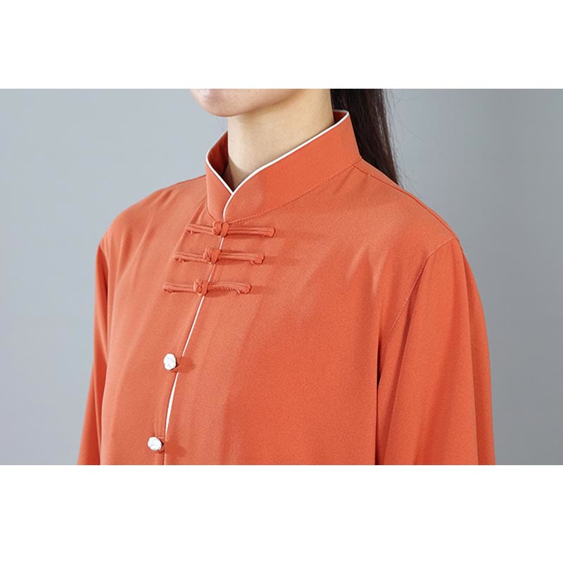 Buddha Stones 2 szt. Jesienne Jednolity Kolor Żaba-Guzik Tai Chi Medytacja Qigong Zen Praktyka Unisex Zestaw Ubrań Bawełnianych