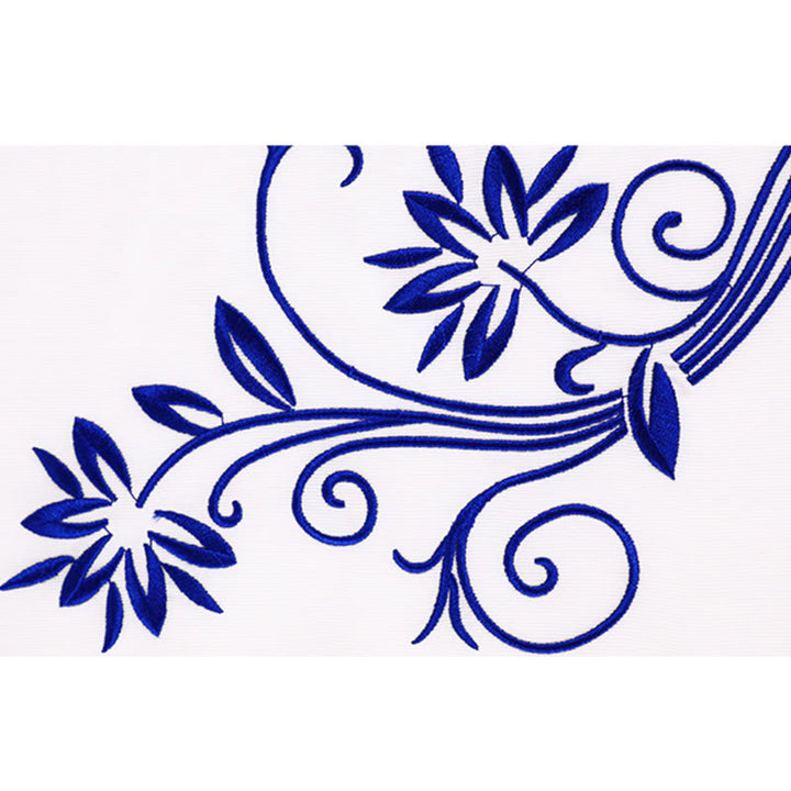 Buddha Stones 2 szt. Jesienne niebieskie haftowane kwiaty żaba-guzik Tai Chi medytacja Qigong Zen praktyka Unisex bawełniany zestaw ubrań