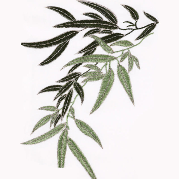 Buddha Stones 2 szt. Jesienne zielone liście bambusa haft żaba-guzik Tai Chi medytacja Qigong Zen praktyka Unisex bawełniany zestaw ubrań