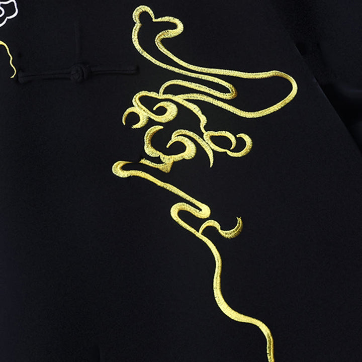 Buddha Stones 2 szt. Jesienny haft Smok Żaba-Guzik Tai Chi Medytacja Qigong Zen Praktyka Unisex Zestaw Ubrań Bawełnianych