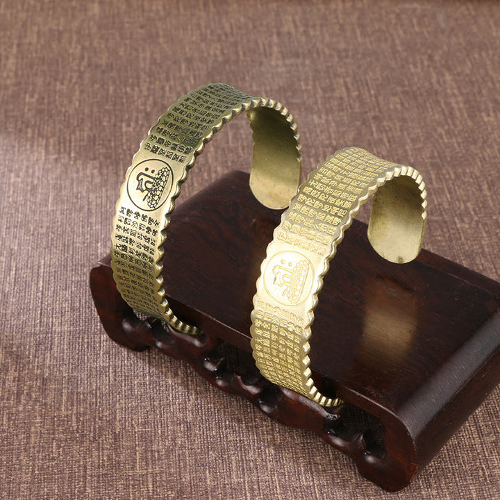 Buddha Stones Wielkie Współczucie Mantra Miedź Mosiądz Szczęście Samoopieka Bransoletka Bangle