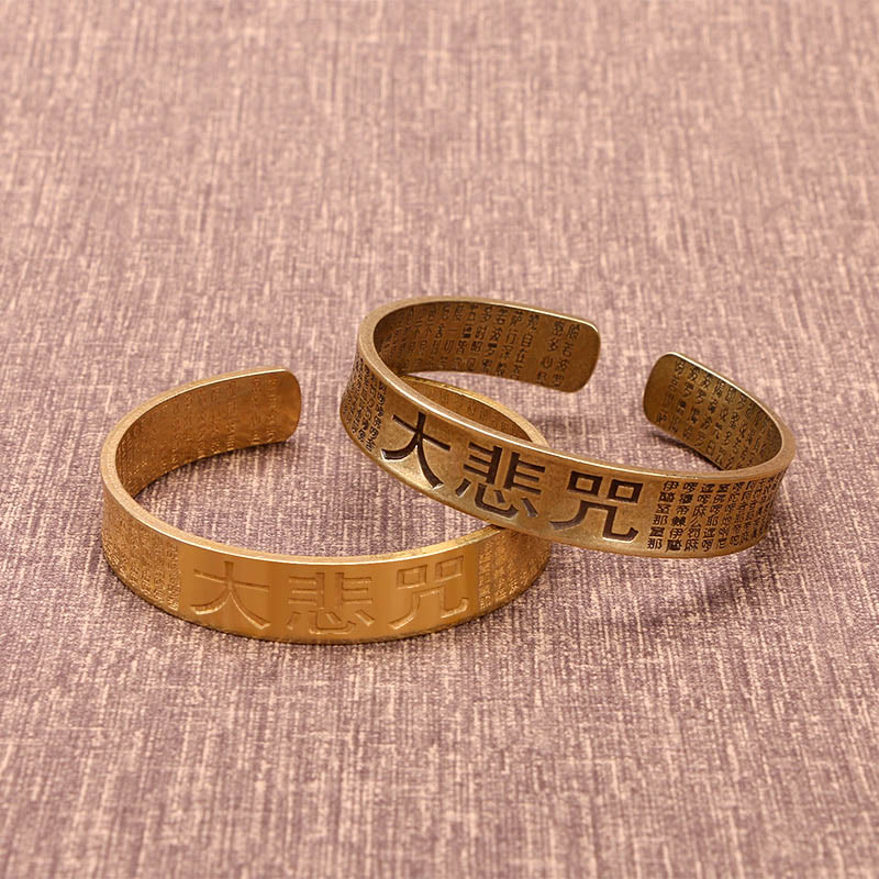 Buddha Stones Wielkie Współczucie Mantra Miedź Mosiądz Szczęście Moc Bransoletka Bangle