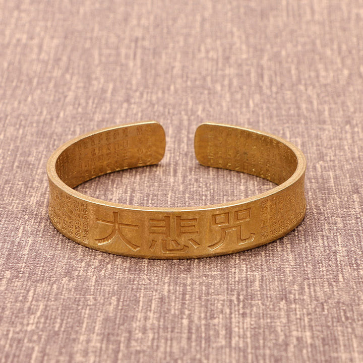 Buddha Stones Wielkie Współczucie Mantra Miedź Mosiądz Szczęście Moc Bransoletka Bangle