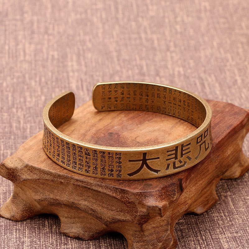 Buddha Stones Wielkie Współczucie Mantra Miedź Mosiądz Szczęście Moc Bransoletka Bangle