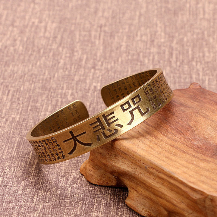 Buddha Stones Wielkie Współczucie Mantra Miedź Mosiądz Szczęście Moc Bransoletka Bangle