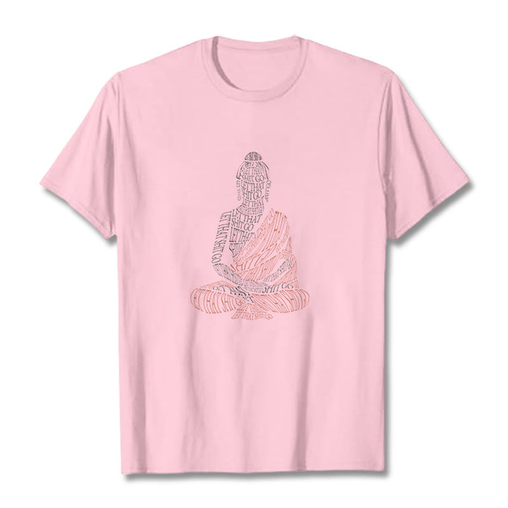 Buddha Stones Medytujący Budda Let That Shit Go Wzór T-shirt - Jasnoróżowy - 2XL - image 13