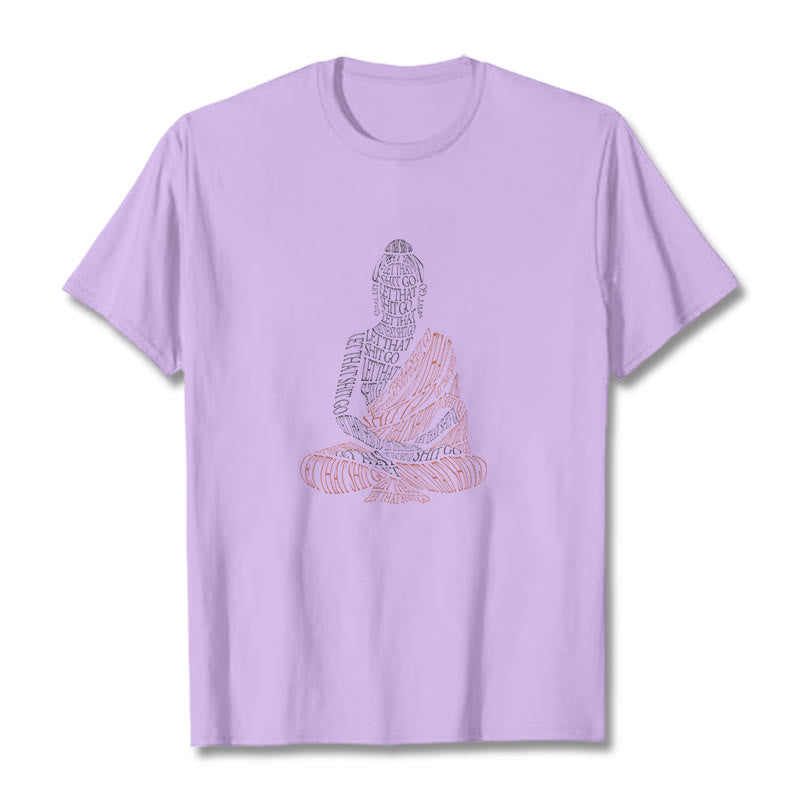 Buddha Stones Medytujący Budda Let That Shit Go Wzór T-shirt - Śliwka - 2XL - image 17